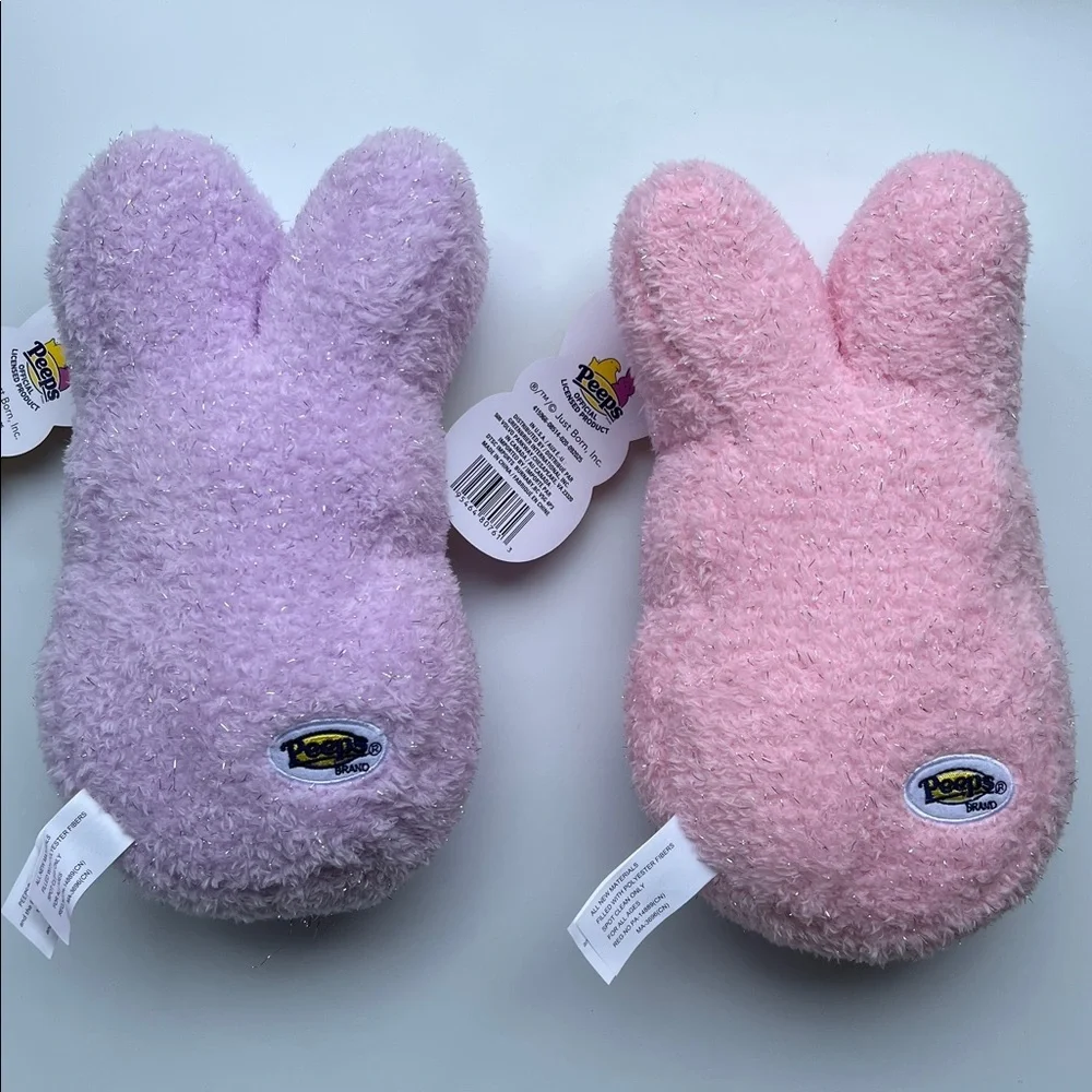 NWT Peeps Plush Bunny Set - Sparkle Purple and Pink Easter 11”